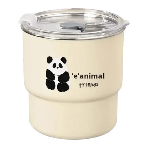Panda Print Stainless Steel Mug with Lid, model KB0019