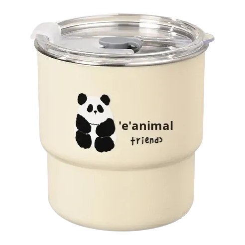 Panda Print Stainless Steel Mug with Lid, model KB0019