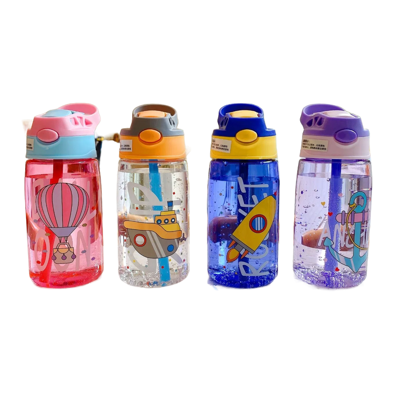 Cartoon Kids Straw Water Bottle, model PWB0011