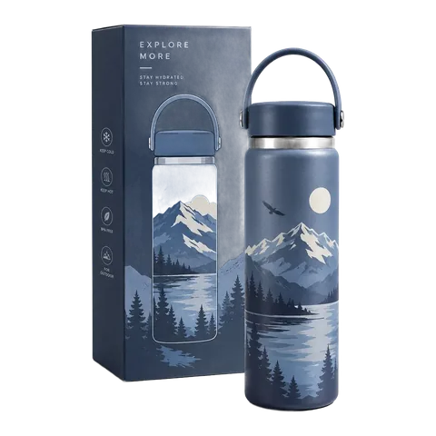 Mountain Print Vacuum Water Bottle, model VF0019