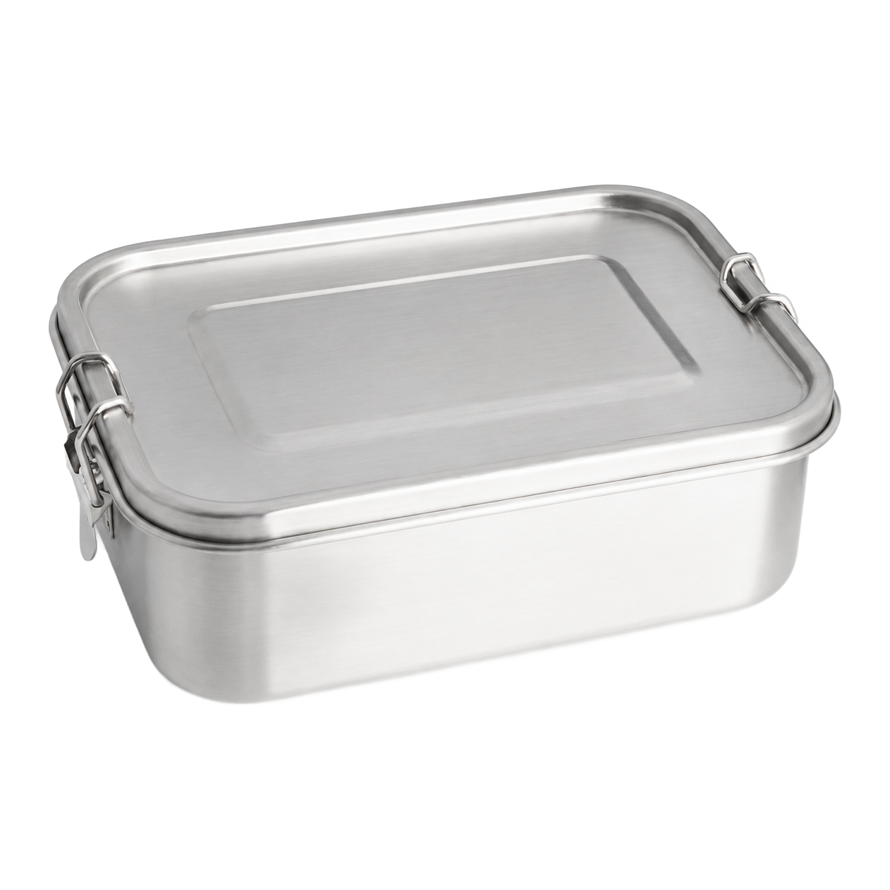Stainless steel lunch box with clip closures from the supplied factory materials